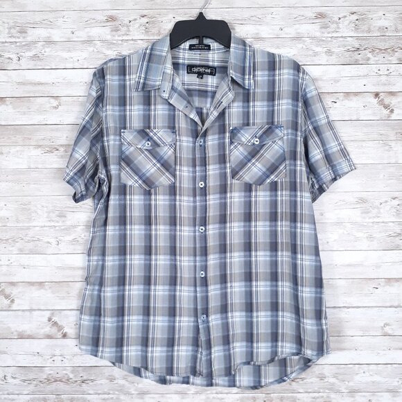 Linea Dome Mens Shirt L Button Up Plaid 665A - Picture 1 of 4